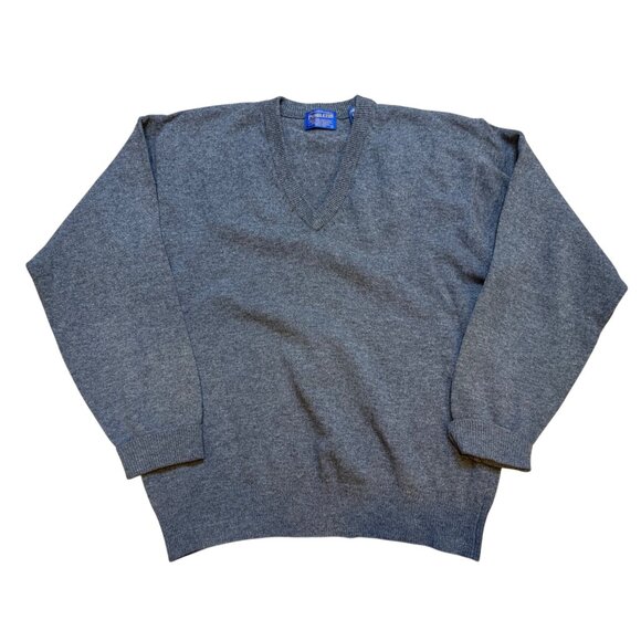 Pendleton Mens Lambswool V-Neck Sweater Size L Gray 100% Virgin Wool - Picture 1 of 8
